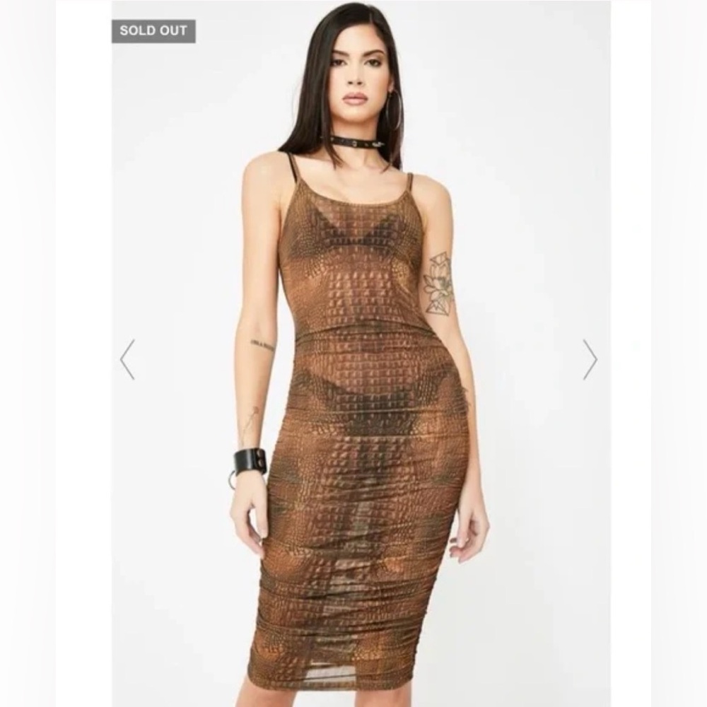 I AM GIA Selena Crocodile Sheer Dress Size M Women Sleeveless Pullover